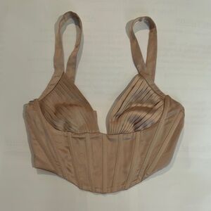 Elegant Tan Pleated Women's Bralette